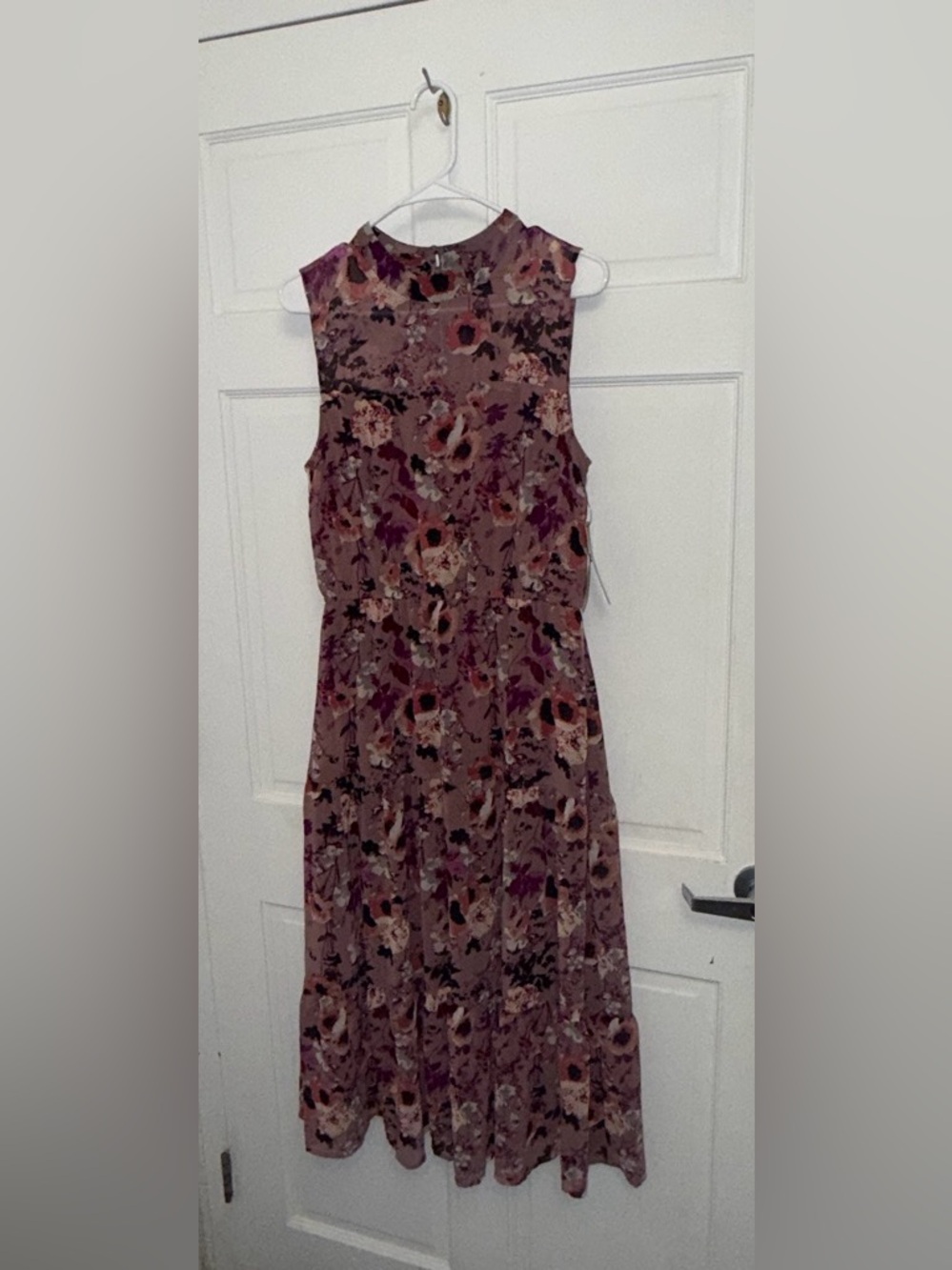 Lulu's Mauve Floral Sleeveless Midi Dress